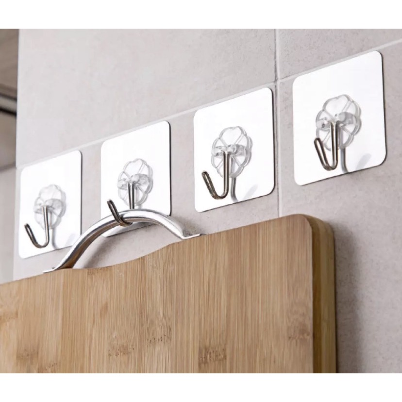 Bộ 10 Móc Dán Tường Chịu Lực Siêu Dính Trong Suốt Inox Siêu Chắc Siêu Bền.