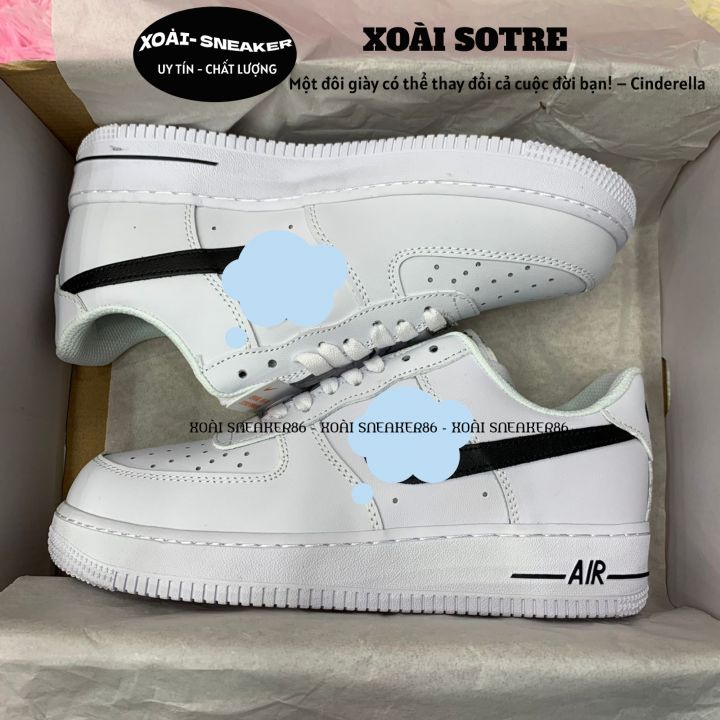 Giày AF1 trắng vệt đen, giày air force 1 trắng tích đen, full phụ kiện hàng cao cấp, full size 36-43/ XOÀI SNEAKER86 | BigBuy360 - bigbuy360.vn