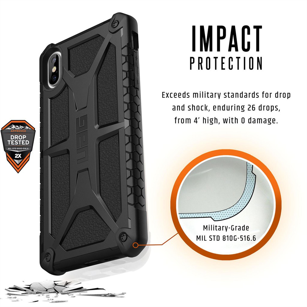 UAG Monarch Series Apple Ốp lưng iphone X / XS / XR / XS MAX Cover with Rugged Lightweight Slim Shockproof Protective Ốp lưng iphone Casing - Black