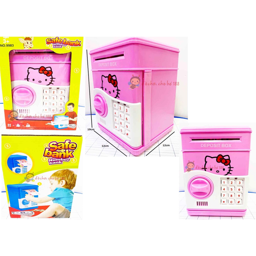 Két Sắt Mini , máy rút tiền thông Minh Mở Khóa Vân Tay, Kitty, doremon đặc biệt có đèn nhạc và bài hát cho bé nghe