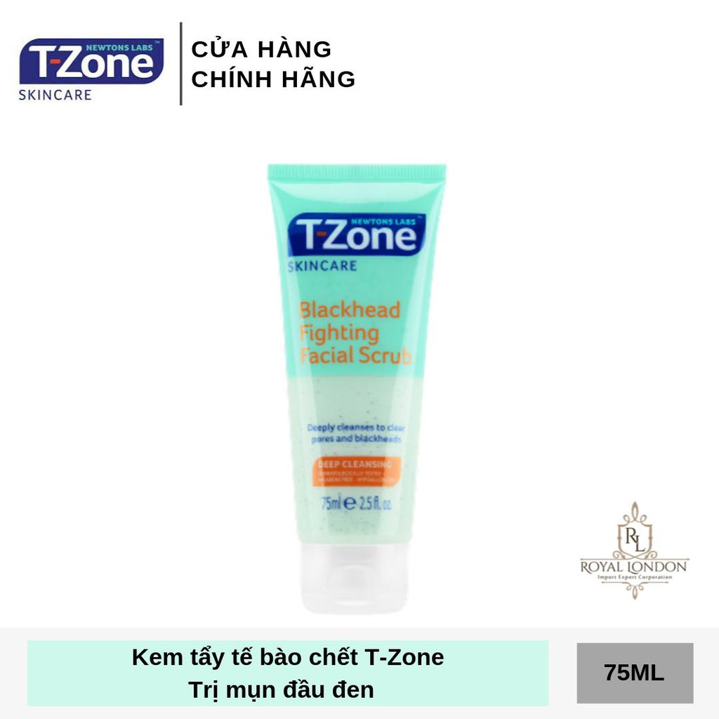 Kem Tẩy Da Chết T-ZONE Giảm Mụn Đầu Đen Tinh Chất Tràm Trà Blackhead Fighting Facial Scrub 75ml/150ml