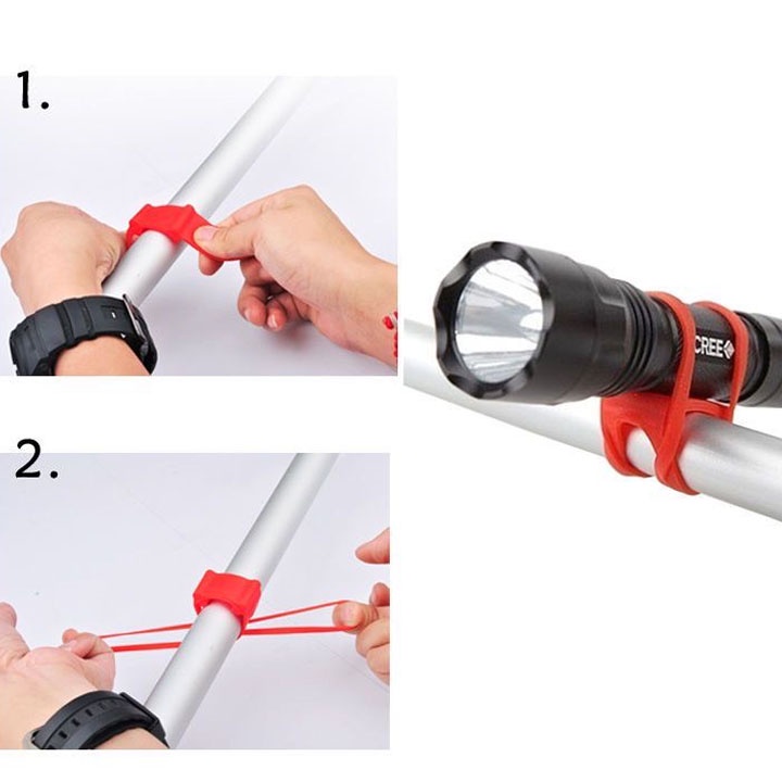 02 Dây silicon gắn đèn pin cho xe đạp tiện dụng