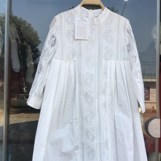 Sơ mi bầu trắng pha ren( ảnh thật ảnh tiếp)