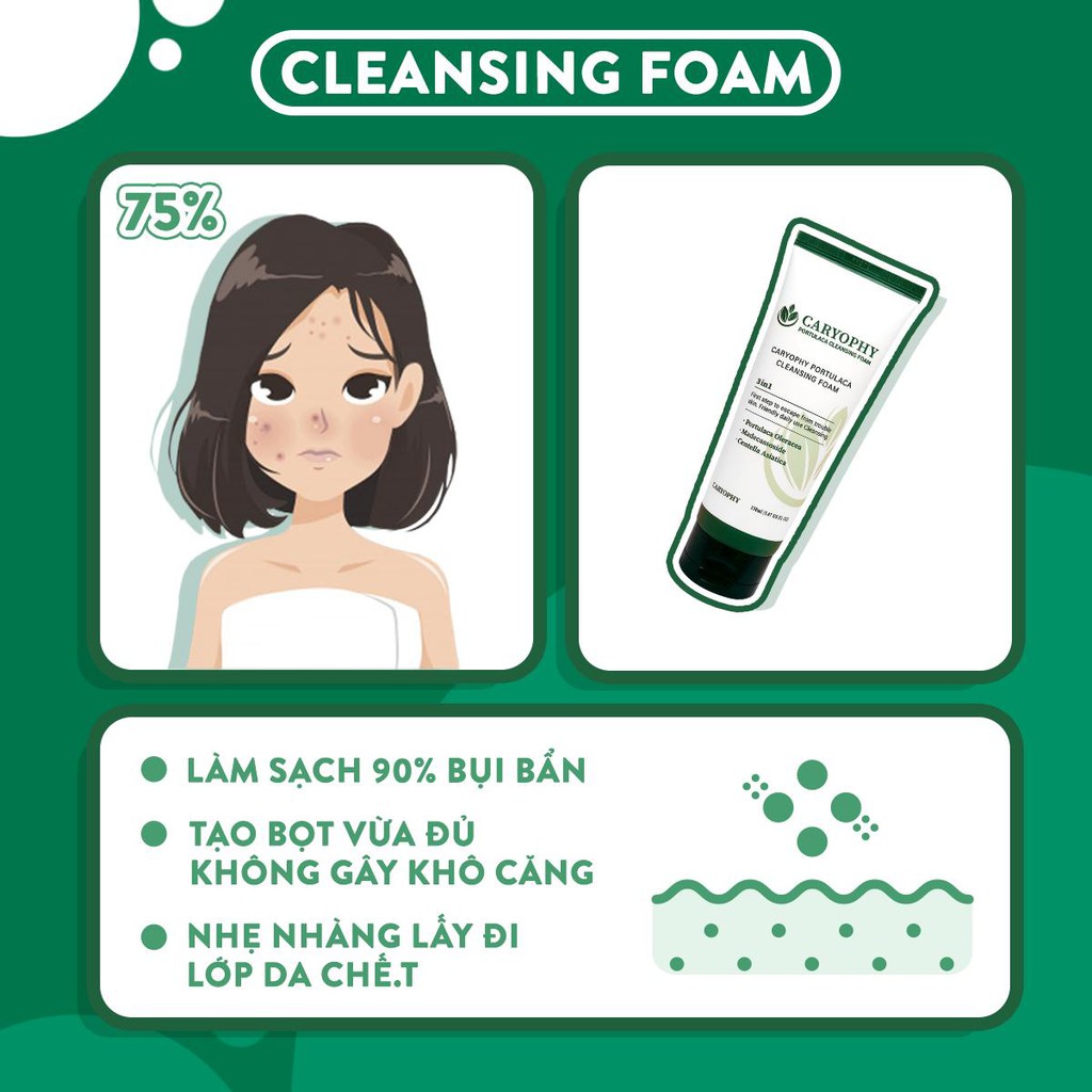 Sữa rửa mặt cho bà bầu cho da dầu mụn da khô da nhạy cảm Hàn Quốc chính hãng Caryophy 150ml | BigBuy360 - bigbuy360.vn