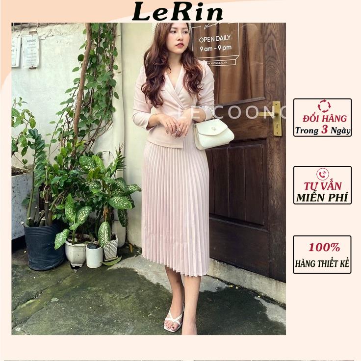 Đầm Váy Công Sở Thiết Kế Váy Xếp Li Thời Trang Nữ Sang Trọng_Lerin V129
