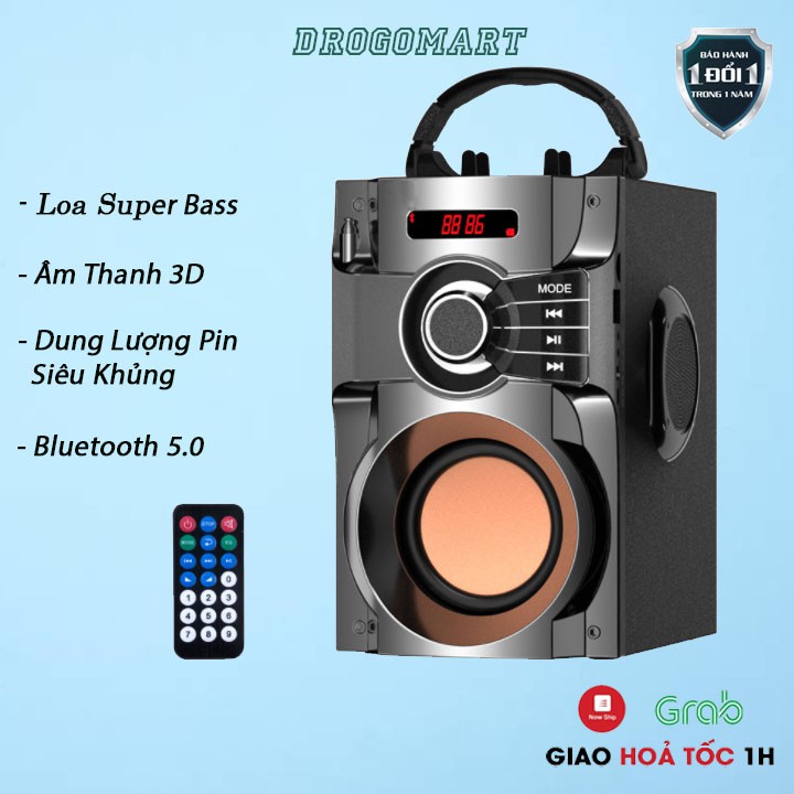 Loa Nghe nhạc Bluetooth Cao Cấp Super Bass RS - A100, Âm Thanh Nghe Cực Đã Tai (có điều khiển từ xa)