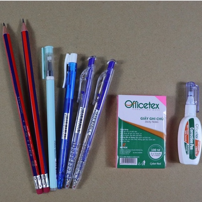 Bộ đồ dùng học tập 8 món (Bút chì, Bút Bi, Bút Gel, Giấy Note, Tẩy)