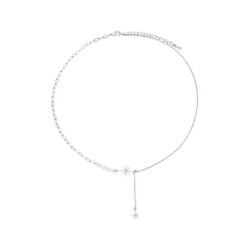 Vòng cổ mặt hình ngôi sao đính ngọc trai giả phong cách Hàn Quốc cổ điển mới cho nữ