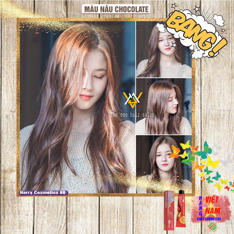 Thuốc nhuộm tóc 💕 FREESHIP >50K 💕 Nhuộm tóc màu Nâu chocolate (ảnh thật) - nhuộm tóc tại nhà + tặng kèm oxy trợ nhuộm