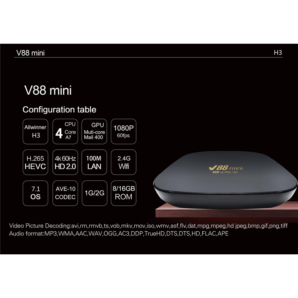 Đầu TV Box 2022 V88 32 + 512GB Android 12.0 8K Ultra HD 2.4GWiFi KèM Phụ KiệN ChấT LượNg Cao