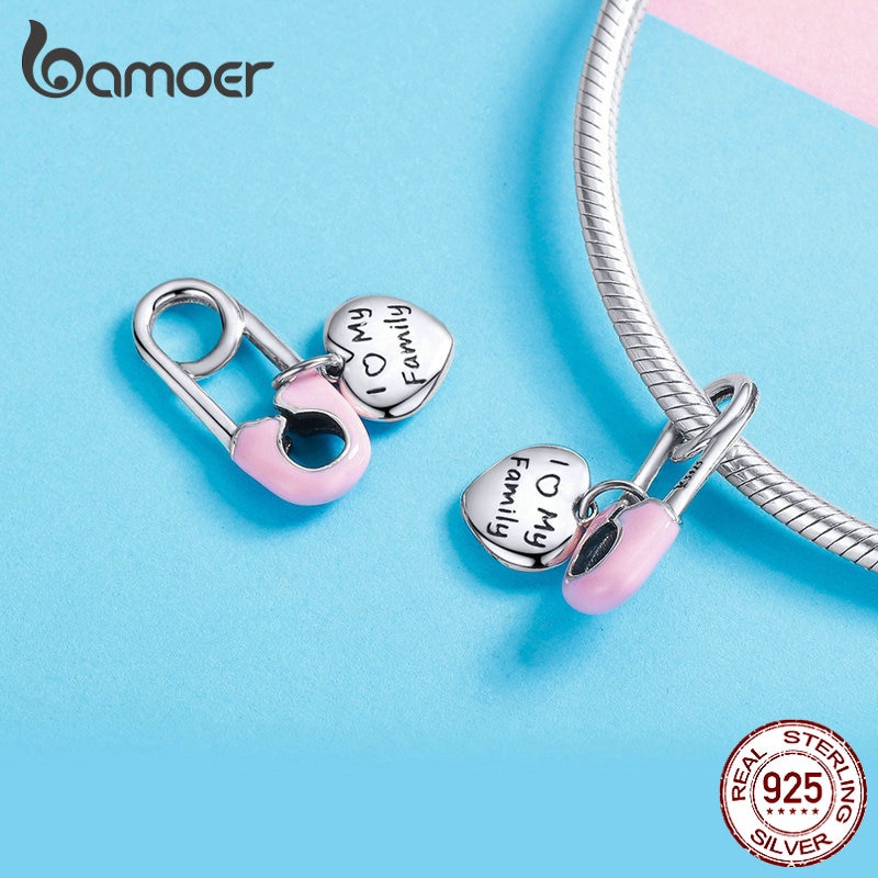 Mặt Trang Sức Bamoer Trang Trí Vòng Tay Tráng Men Màu Hồng Thời Trang