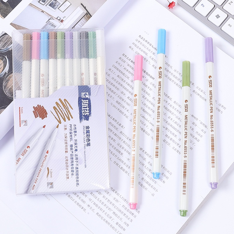 (Hàng Có Sẵn) Bút Dạ Kim Ánh Nhũ Metallic Nhiều Màu Viết Bullet Journal Sổ Nhật Ký, Tập Vở