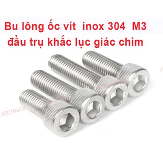 Bu lông ốc vít  inox 304  M4 đầu trụ khắc lục giác chìm