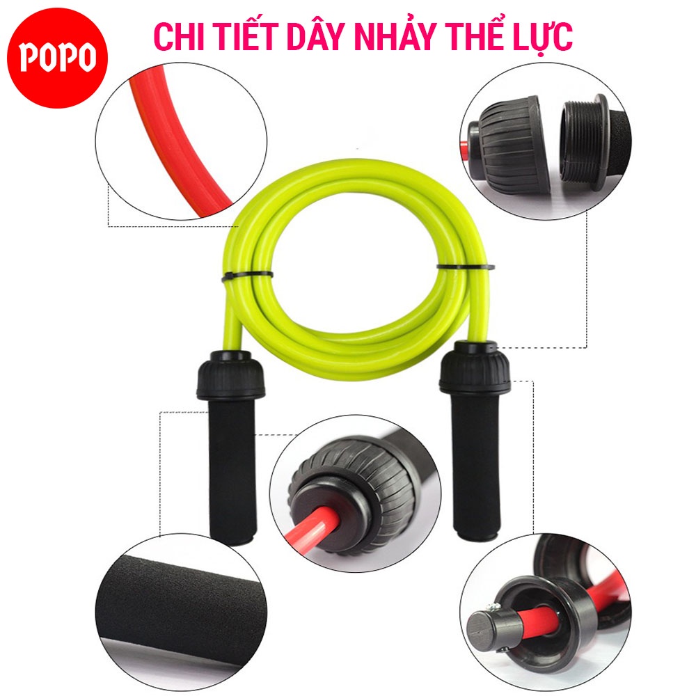 Dây nhảy thể lực cao cấp, có trọng lượng 400g/700g, giảm cân tại nhà dài 2.8m chất liệu PVC POPO