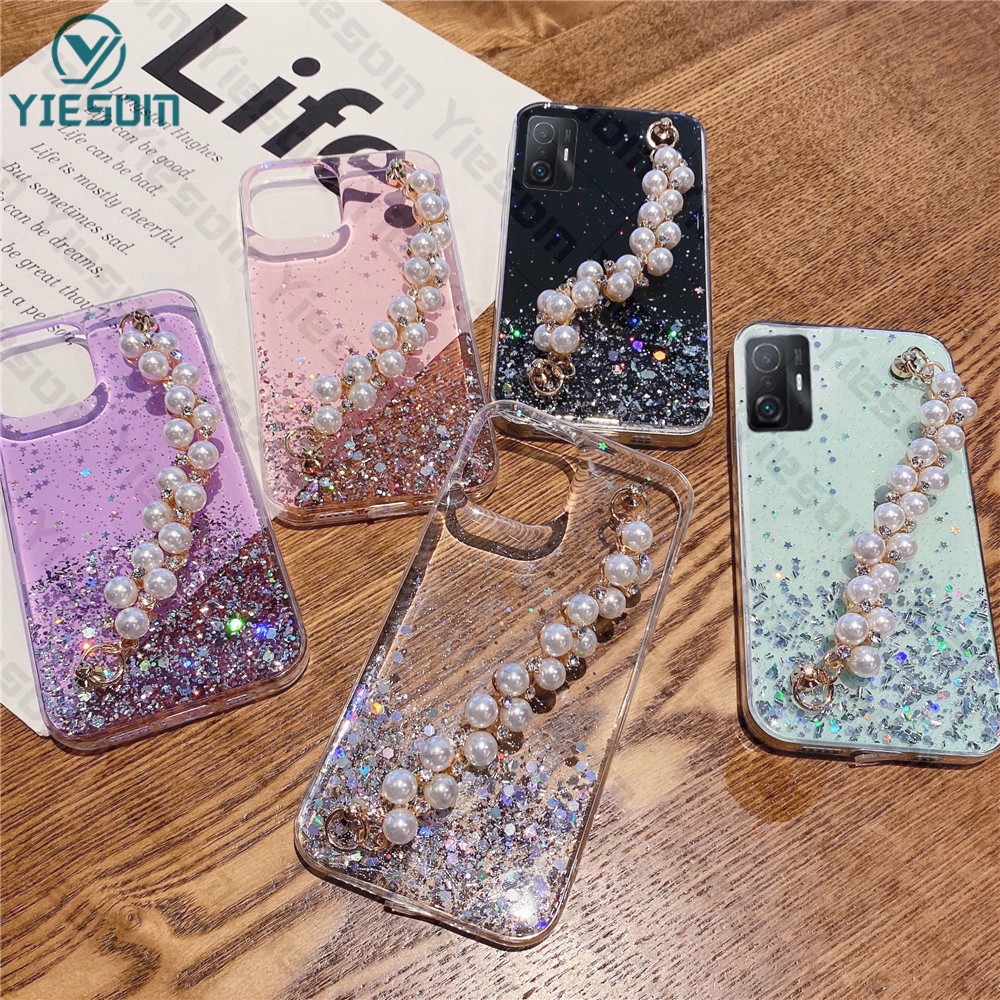 Sang Trọng ​Ốp Điện Thoại Silicone Mềm Trong Suốt Đính Kim Tuyến Kèm Dây Đeo Cho Xiaomi 12T 11T Pro Mi 12 Lite