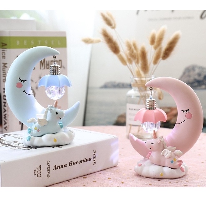 Đèn ngủ UNICORN siêu dễ thương, đèn để bàn hình kỳ lân trang trí, quà tặng độc đáo, có kèm sẵn pin.
