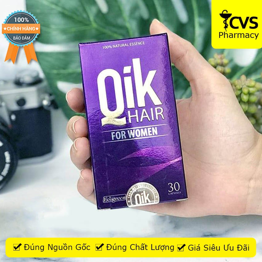 Qik Hair For Women - Cải thiện tình trạng Rụng Tóc, Tóc Mọc Chắc khỏe Cho Nữ (Lọ 30 viên)