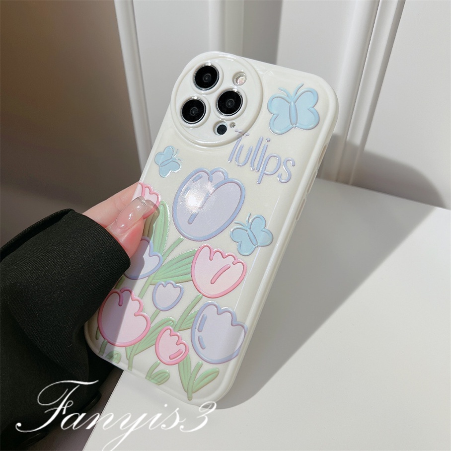 Ốp Điện Thoại Mềm In Hình Hoa Tulip Cho iPhone 14 13 12 11 Pro Max X XR Xs Max 8 7 6 6s Plus SE 2020