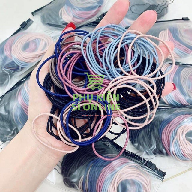 COMBO 100 chun buộc tóc mix 5 màu - thun cột tóc trơn nhiều màu cho bạn gái Store4girls