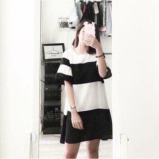 Đầm suông phối màu dễ thương - 5523A [Hình thật]