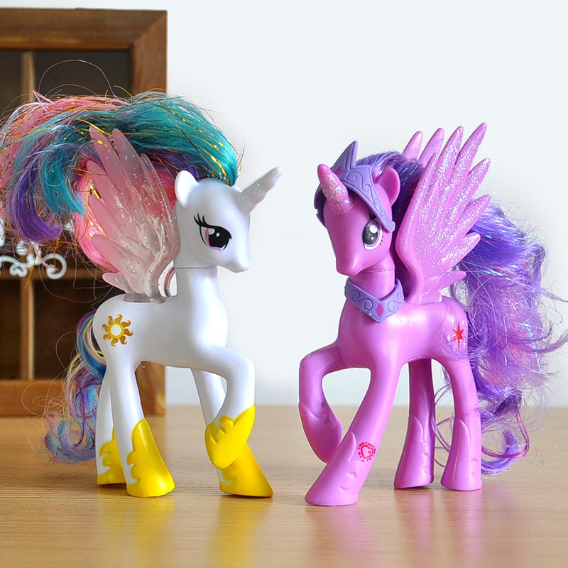 Combo Đôi Bạn Cùng Tiến Thiên Thần Pony14cm (Twilight Sparkle&amp;Rarity)Tặng 2 Lược Chải Tóc