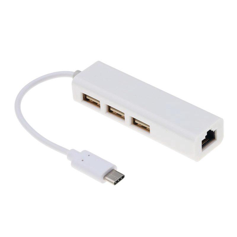 HUB chuyển đổi Type C sang 3 cổng USB kết nối mạng LAN RJ45 cho PC Laptop