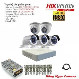 Trọn bộ 5 camera giám sát hikvision tvi 2 megapixel ds-2ce56d0t-ir-5 full hd