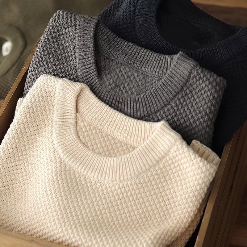 Áo sweater Cổ Tròn Dáng Rộng Phong Cách vintage Nhật Bản Cho Nam Giới
