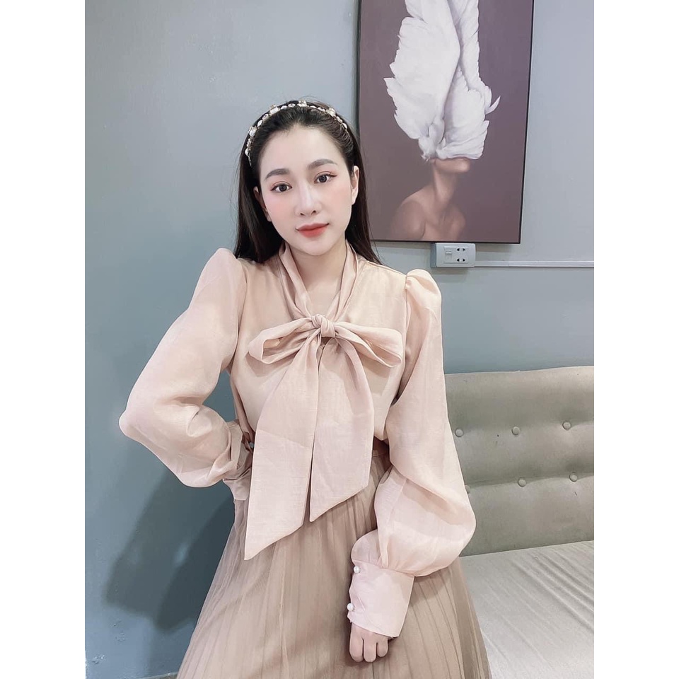 Áo Sơmi Tơ Cổ Nơ 3 Màu, Áo Sơmi Kiểu Tiểu Thư Có Ảnh Thật Kèm Video