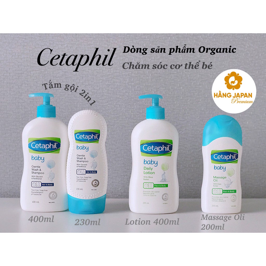 Dòng sản phẩm tắm gội/ dưỡng thể Organic Cetaphil Baby cho bé