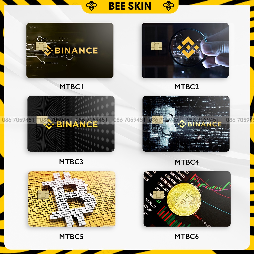 Miếng Dán Skin Thẻ ATM, Thẻ Gửi Xe, Thẻ Chung Cư, Thẻ Ngân Hàng In Hình Bitcoin Bộ 1 ( Mã...) mtbcb1