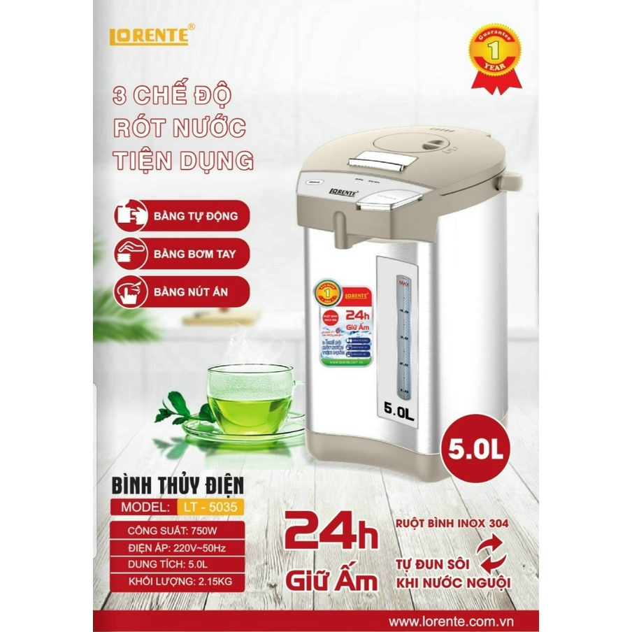 BÌNH THỦY ĐIỆN LORENTE 3.5L VÀ 5L - LẤY NƯỚC TỰ ĐỘNG TIỆN LỢI SANG TRỌNG
