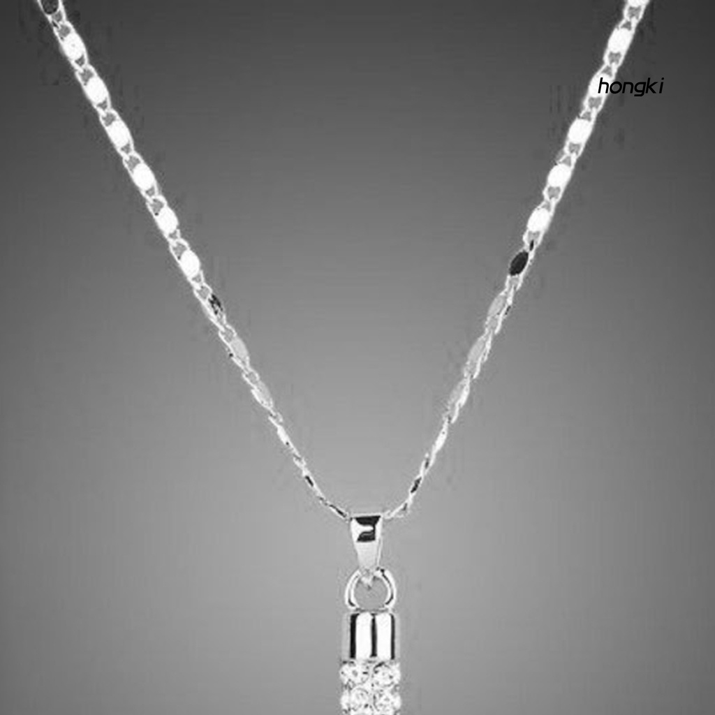 1 Set Vòng cổ Và Bông Tai Hình Trụ Đính Đá Lấp Lánh