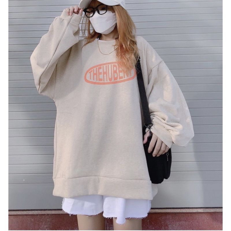 Áo nỉ sweater unisex TheHuBert nam nữ form rộng dài tay basic, áo sweater nữ tay bồng Ullzang Hàn Quốc
