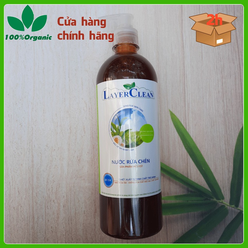 Nước rửa chén hữu cơ Layer Clean 800ml an toàn cho bé, layerclean hữu cơ