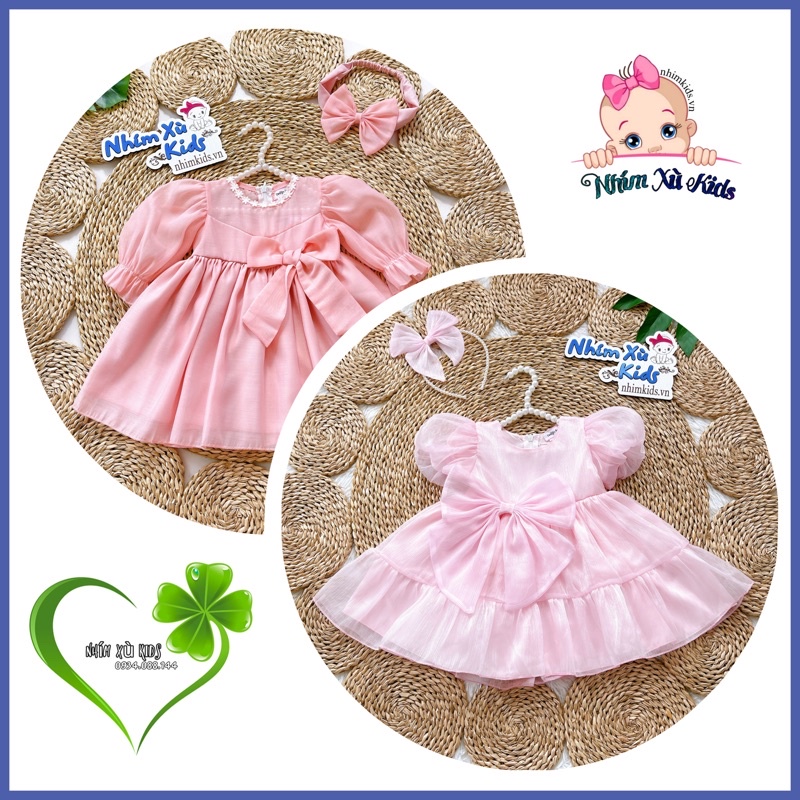 Váy Tơ Hồng Phấn Bé Gái 4 Đến 28kg, Đầm Công Chúa Bé Gái [V013]