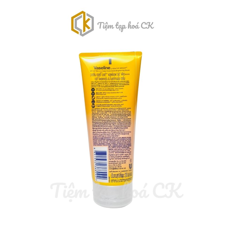 Kem chống nắng, sữa dưỡng thể trắng da Vaseline 50X Healthy Bright SPF50+ 170ml Thái Lan