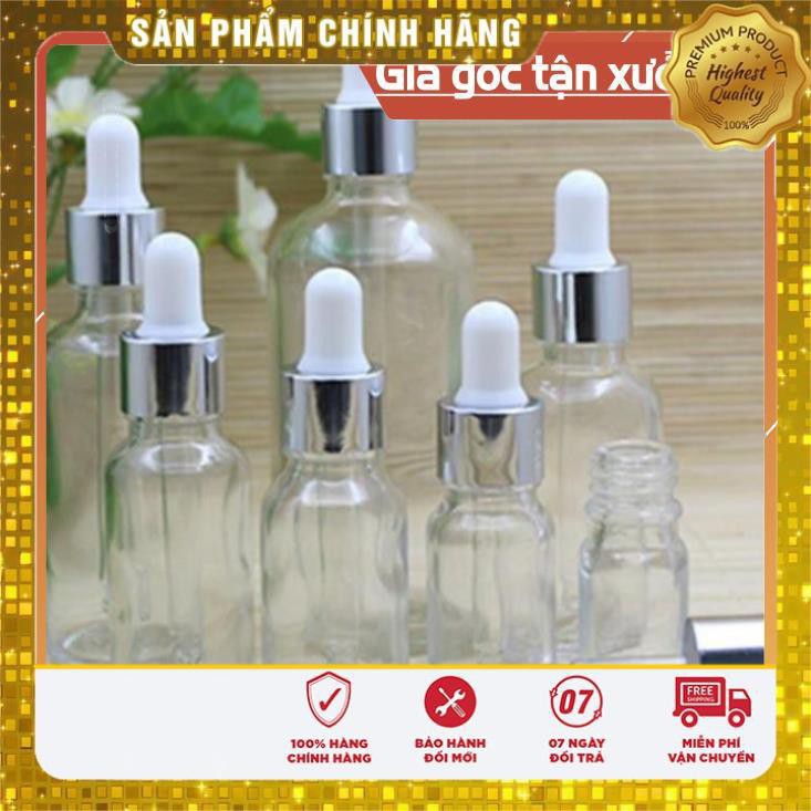 Lọ Chiết Serum ❤ TRÙM SỈ ❤ Lọ đựng tinh dầu 50ml Dày bóp giọt Khoen Bạc chiết serum , phụ kiện du lịch