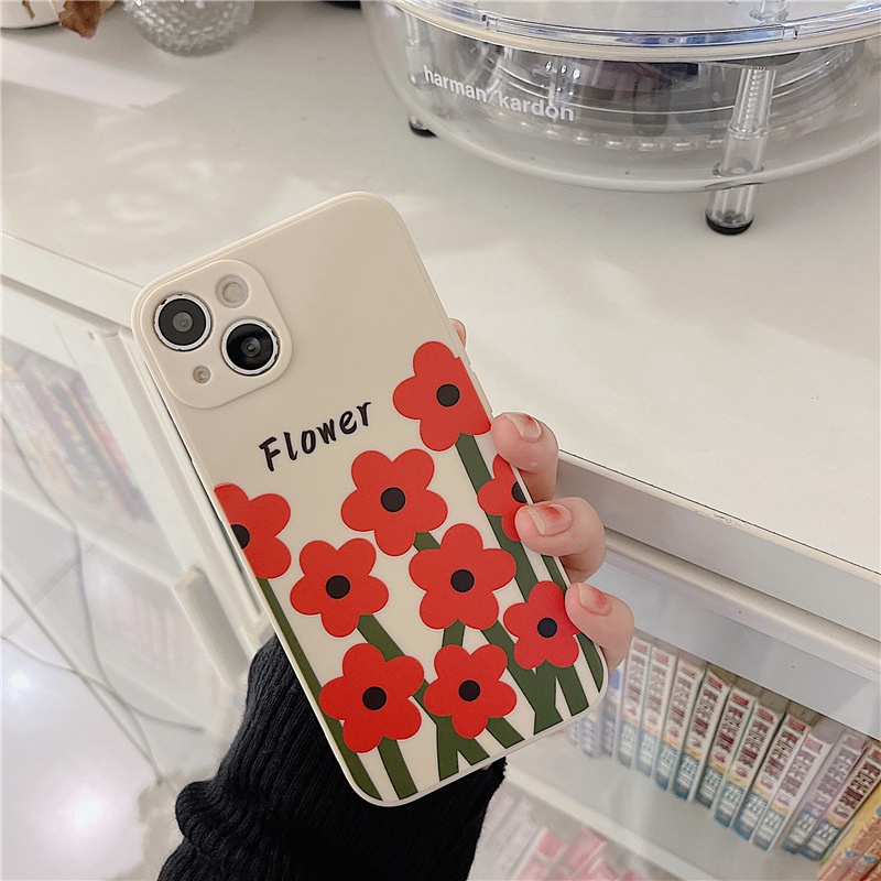 Ốp Điện Thoại In Hình Gấu Và Hoa Cho iPhone 11/12Pro/xs MAX 13Pro