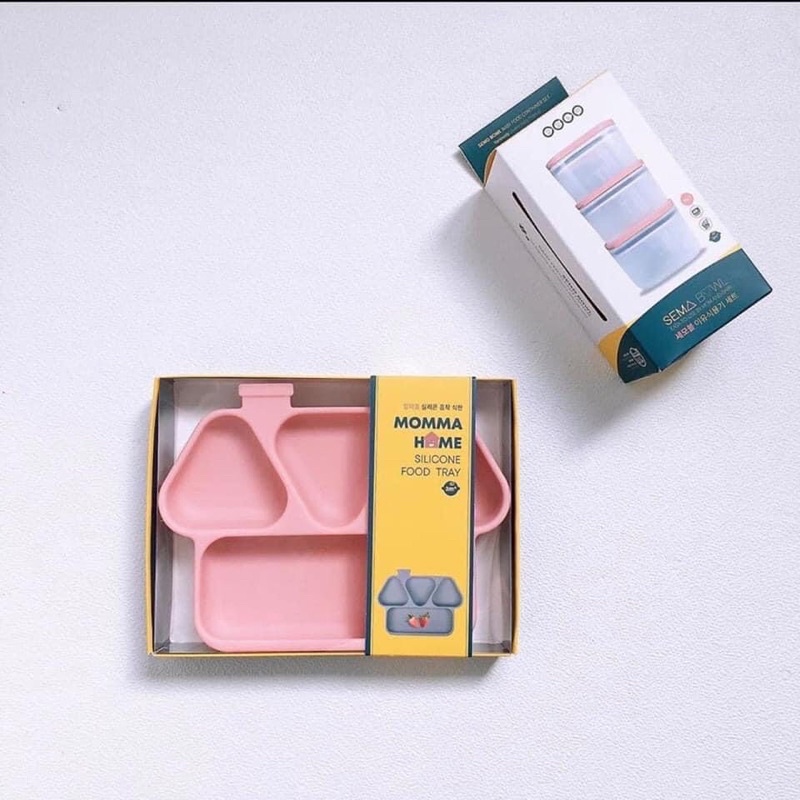 Khay ăn dặm silicon cao cap ngôi nhà Momma home