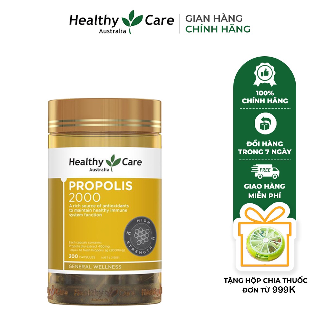 Viên uống keo ong tăng cường miễn dịch Healthy Care Propolis 200 viên