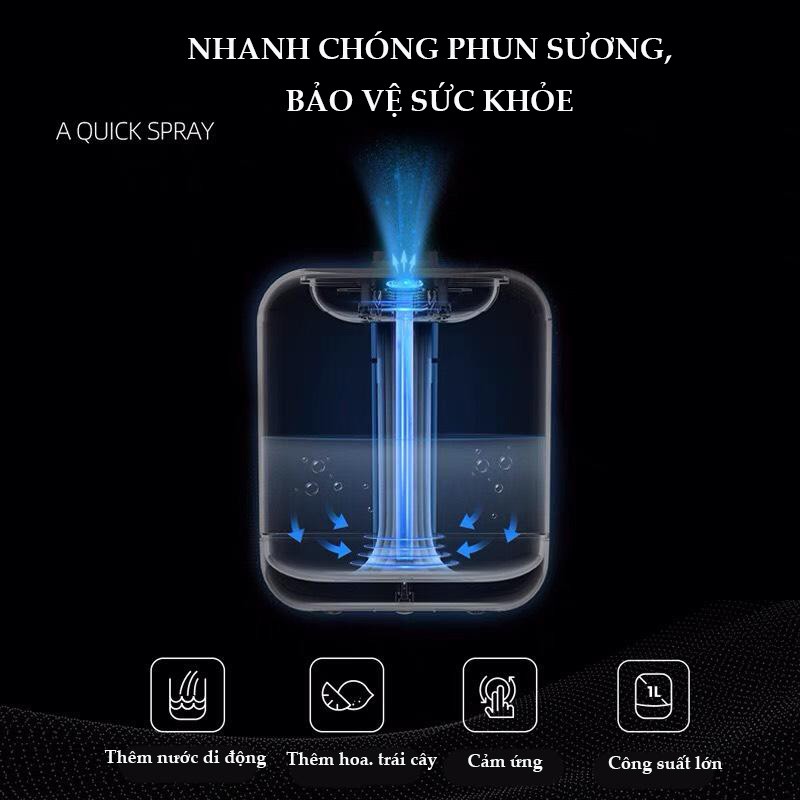 MÁY PHUN SƯƠNG KHUẾCH TÁN TINH DẦU TẠO ẨM - TẠO MÙI THƠM, có đèn ngủ, dung tích 1000ml, cáp sạc USB