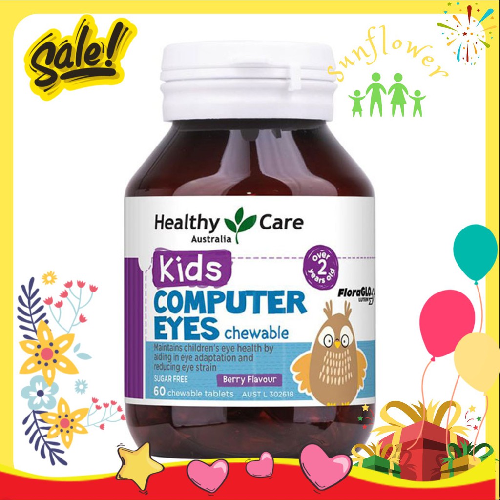 Kẹo bổ mắt cho bé Healthy Care Kids Computer Eyes 60 viên vị Berry (Úc)