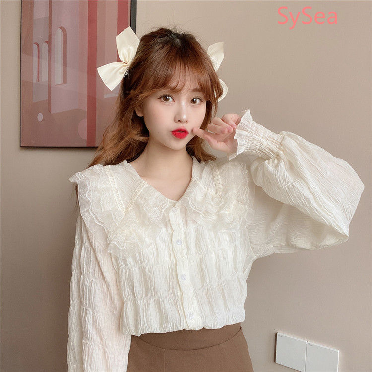 Áo kiểu tay dài phối ren phong cách ngọt ngào thời trang mùa hè dành cho nữ | BigBuy360 - bigbuy360.vn