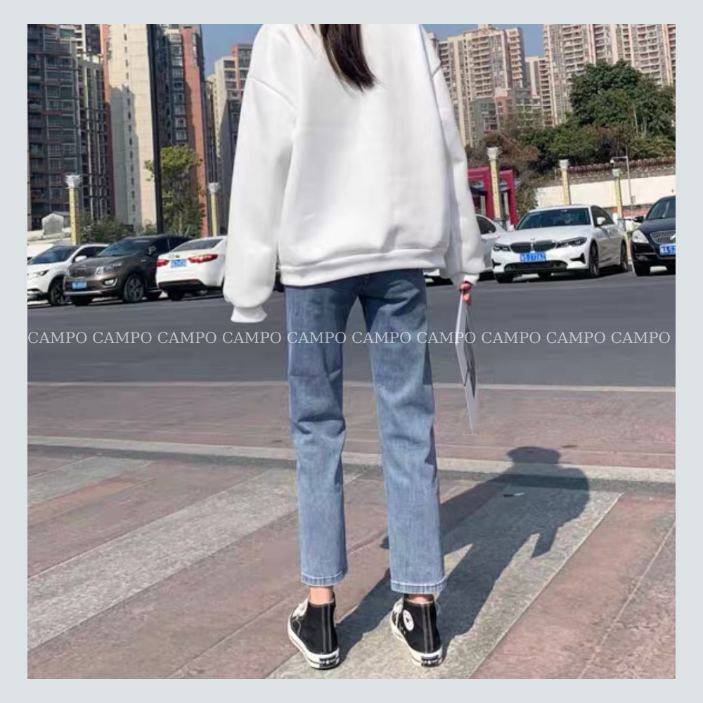 Quần jean ghi đá ống đứng Campo quần nữ Siêu nâng mông hiệu ứng buff dáng