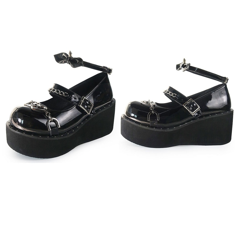 XIXI Giày Cao Gót Đế Xuồng Có Dây Đeo Mắt Cá Chân Hóa Trang Lolita Cho Nữ