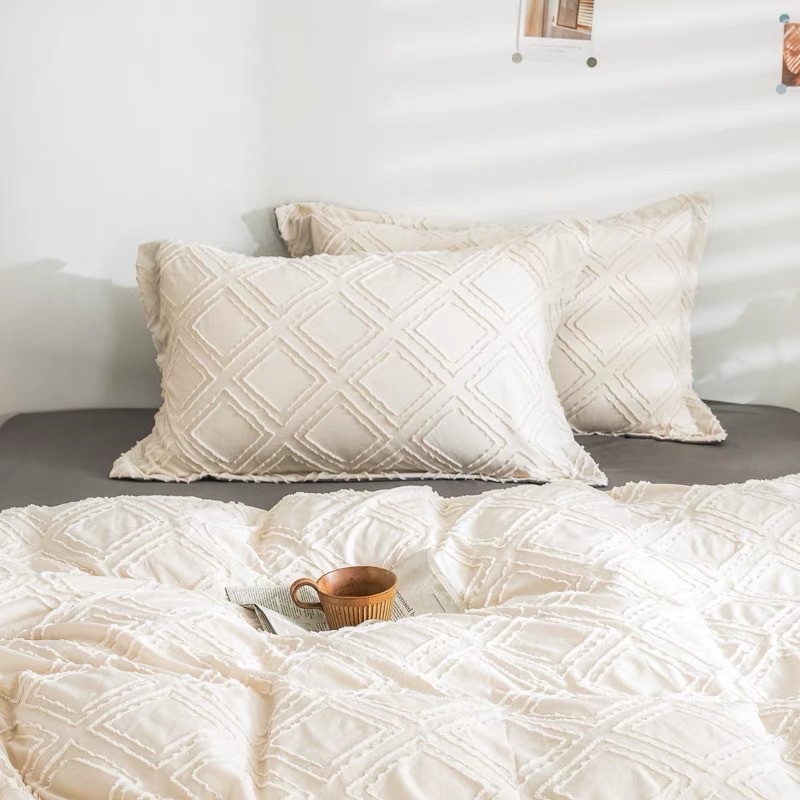 Set Bộ Vỏ chăn Ga Đũi Dệt Thô Phong Cách Hàn Quốc _ shinbedding