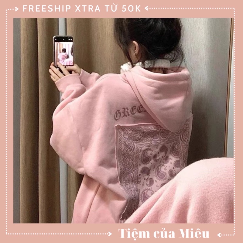 Áo hoodie hồng thêu hoạ tiết sau Tiệm Của Miêu | BigBuy360 - bigbuy360.vn