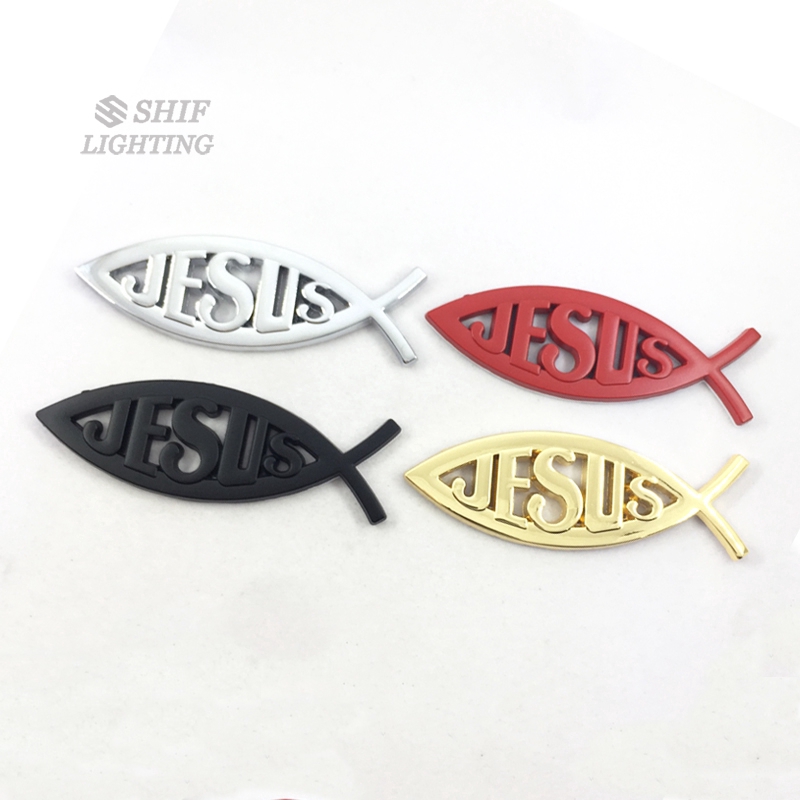 Logo kim loại hình cá gắn sau xe ô tô trang trí tiện dụng nhiều màu lựa chọn