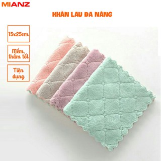 Khăn lau bếp đa năng siêu thấm nước lau mặt lau tay nhà bếp kích thước 15x25cm 2 mặt lông mềm mịn Mianz Store